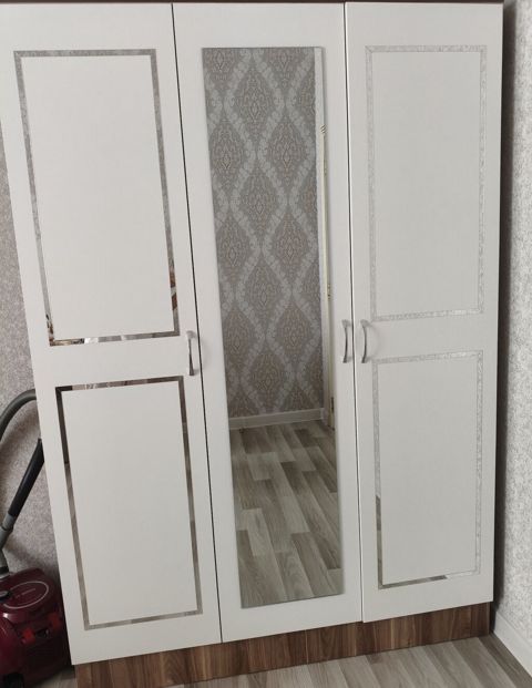 Ağ-qəhvəyi üçqapılı dəhliz/yataq otağı şkafı - Korpus: ağac — Bakı