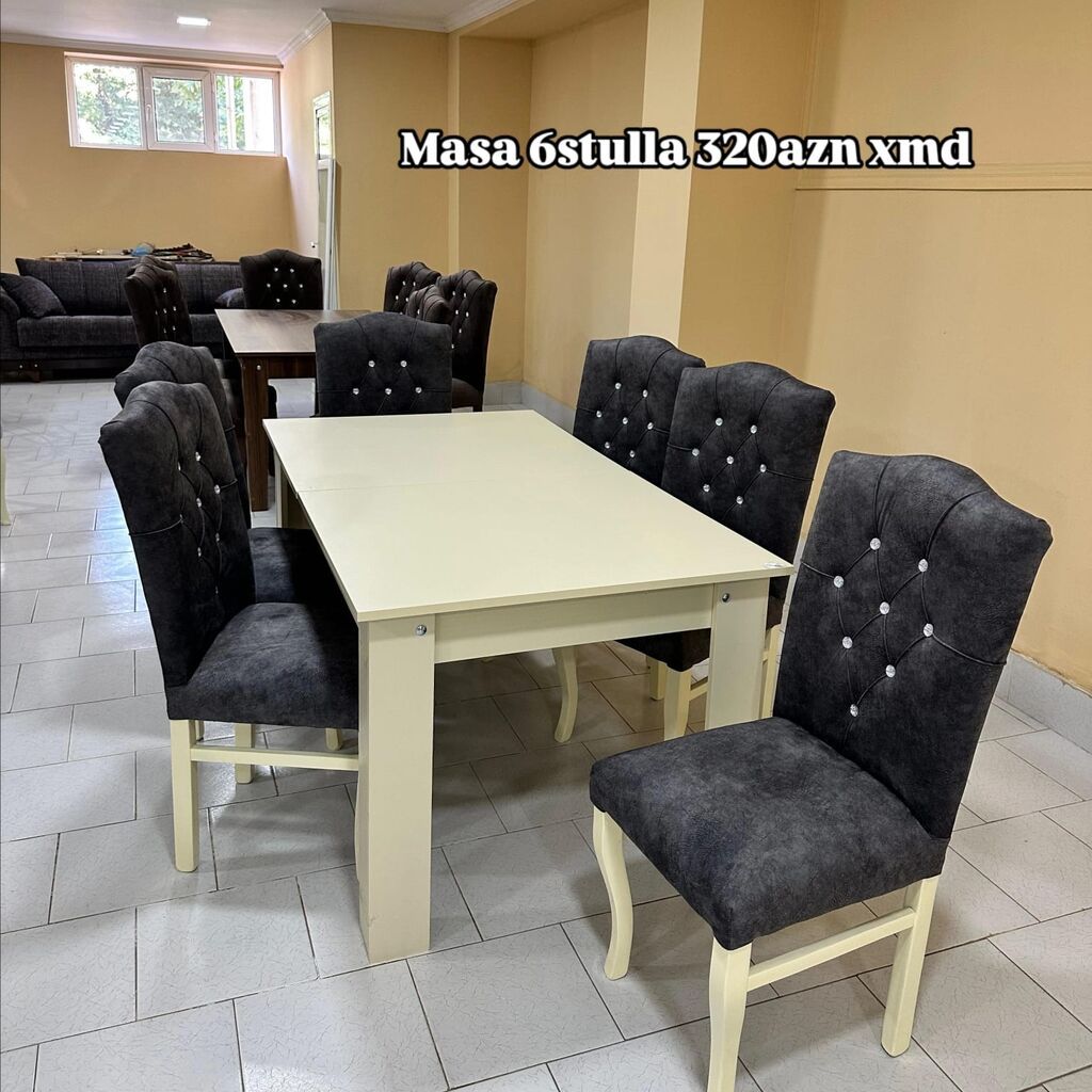 Masa və 6 stul dəsti - Dəst: 1 ədəd yemək masası + 6 ədəd stul — Masalar və stullar, Bakı
