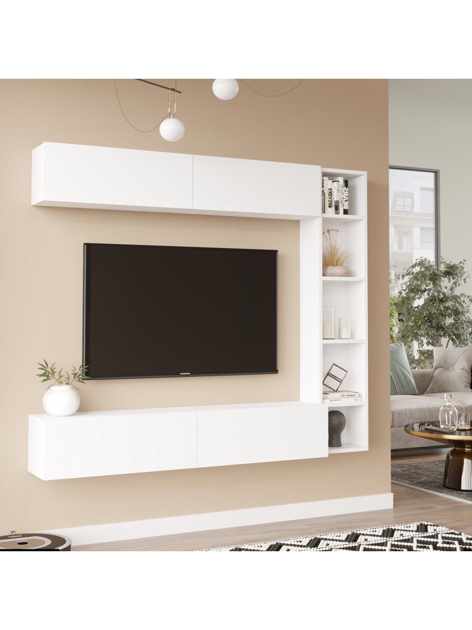 Tv stend 054-1, 144x169 sm, ağ — Mallar, Bakı (2)