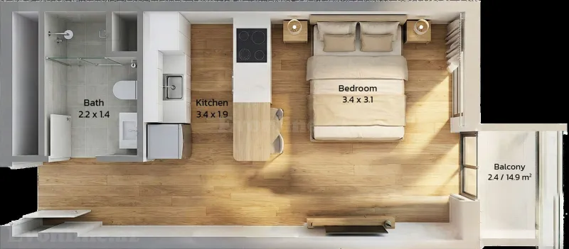 Satılır 1 otaqlı Mənzil Yeni tikili 31 m² Bakı, Sabunçu r., Sea Breeze — Mənzil, Bakı (8)