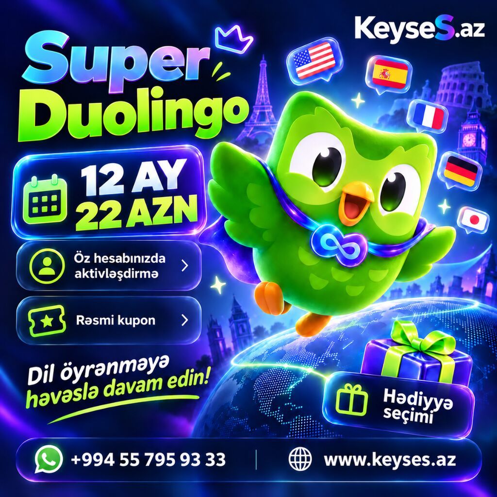 Super Duolingo Hədiyyə ilə Yeni dil öyrənməyə bu gün başlayın — Proqramlar, Bakı