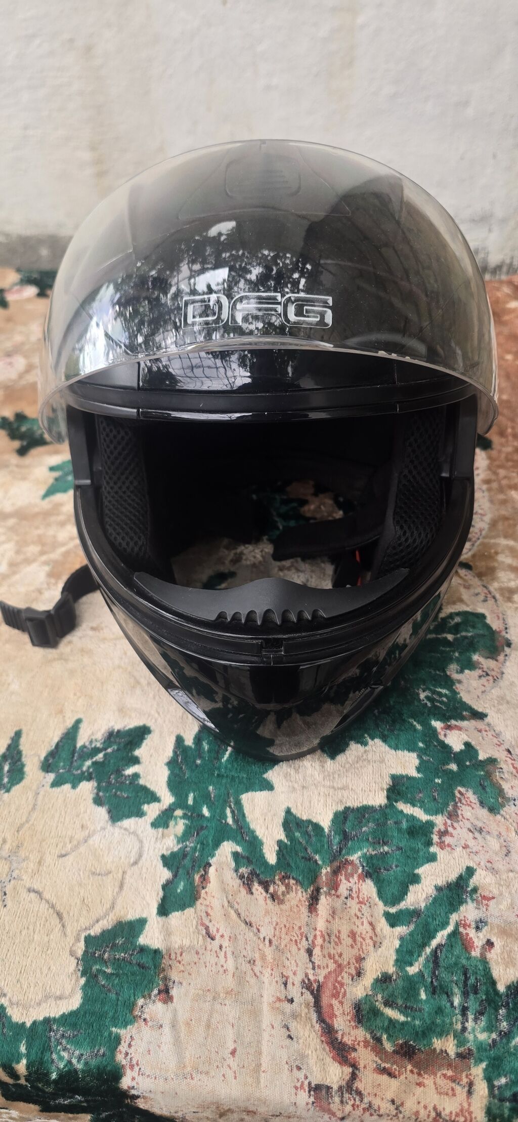 DFG motosiklet dəbilqəsi – tam üz vizorlu, parlaq qara rəng — Motosiklet geyimi, Bakı (2)