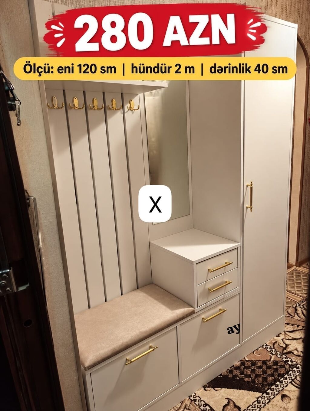 Dəhliz üçün çoxfunksiyalı gardırob-komod dəsti Qiymət: 280 AZN Ölçü — Xol üçün, Bakı