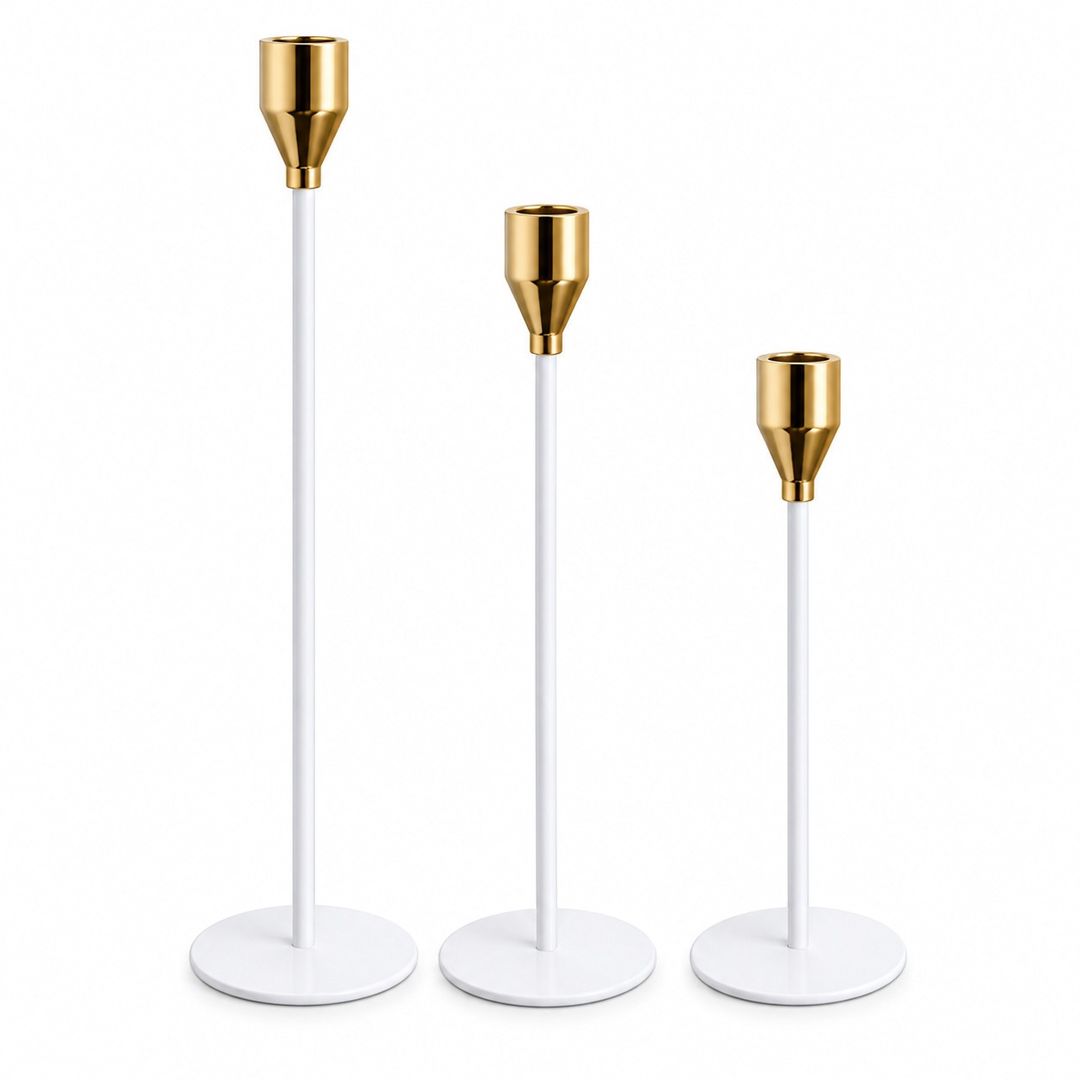 Şamdan dəsti 5516, metal, ağ/qızılı, 3 əd — Mallar, Bakı