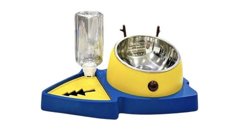 İt və pişiklər üçün yem və su qabı, sarı/göy, plastik/metal — Bakı