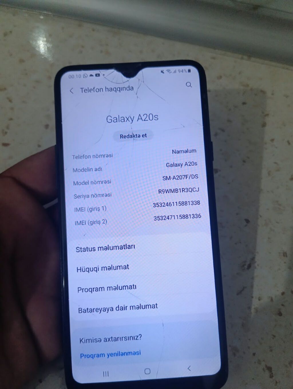 Samsung Galaxy A20s, 32 GB, rəng - Qara, Barmaq izi — Samsung, Bakı (3)