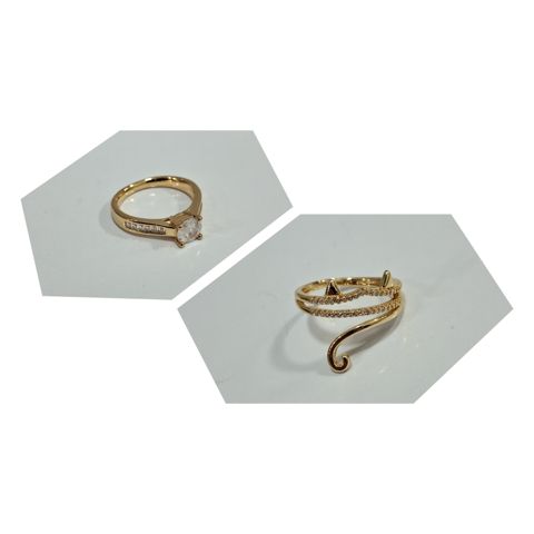 Qadınlar üçün üzük dəsti 43009-3, paslanmayan polad, qızılı — Bakı
