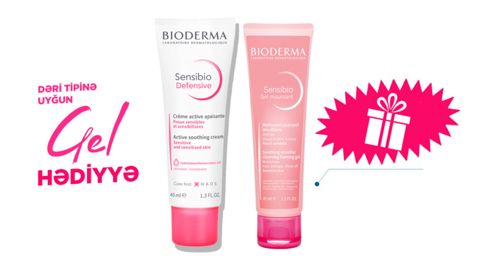 Üz üçün krem Bioderma Sensibio Defensive 40 ml + Yuyunma geli Bioderma Sensibio Foaming 45 ml Hədiyyə — Bakı