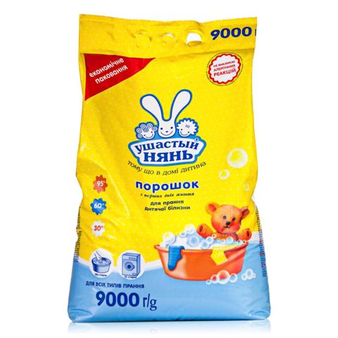 Yuyucu toz Ушастый нянь uşaq paltarı yuma üçün, 0+ aydan, universal, ətirsiz, 9 kq, 120 əl yuma / 75 maşın yuma — Bakı