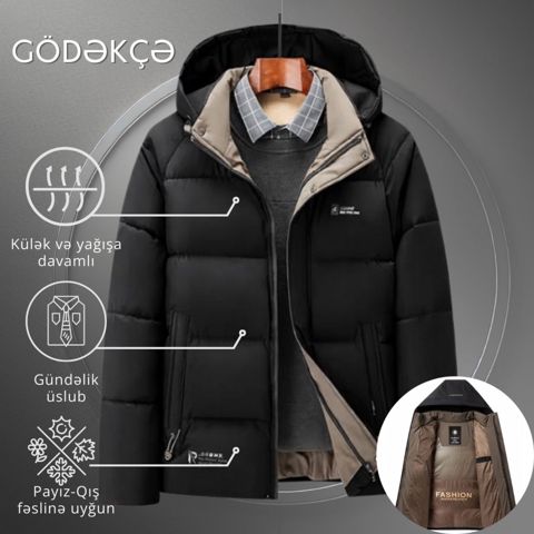 Kişilər üçün qış gödəkçəsi EB_1323, qara, poliester, ölçü 3XL — Bakı