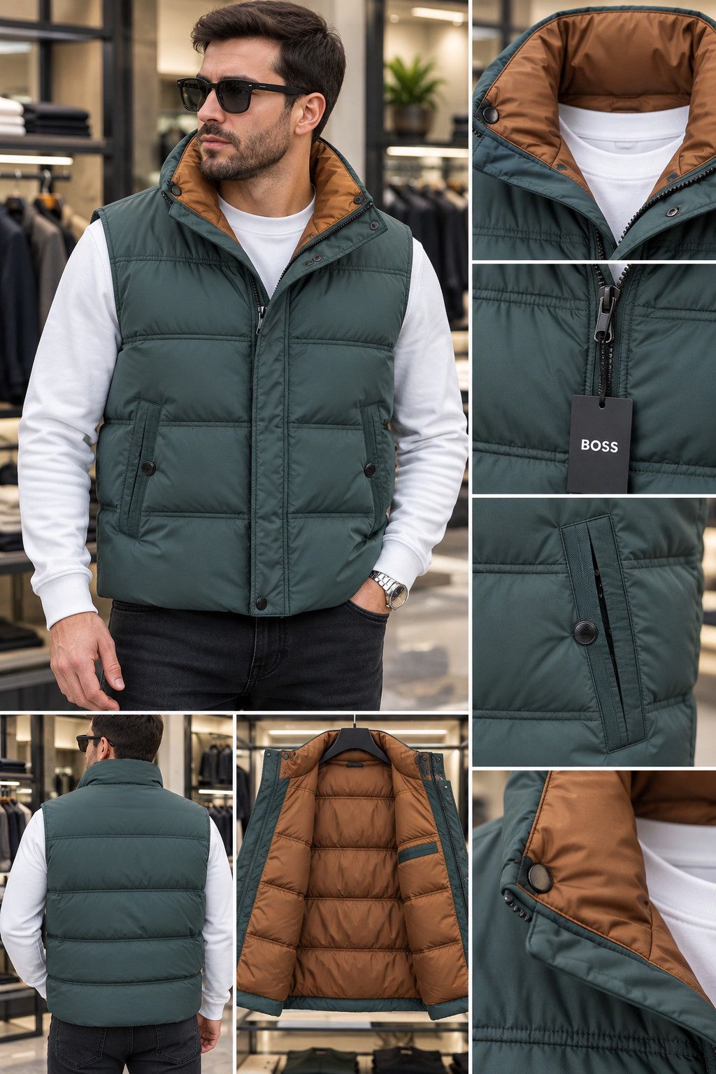 Jilet 13008 kişilər üçün, qısa, yaşıl, pambıq, ölçü 3XL — Mallar, Bakı (2)