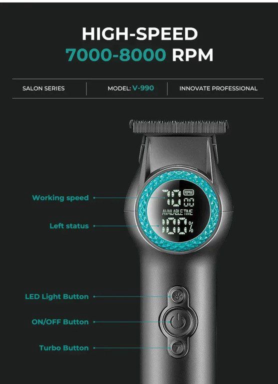 Professional təraş aparatı "VGR 990 2000MAH 8000RPM Ceramic Blades" — Gözəllik və səhiyyə, Bakı (5)