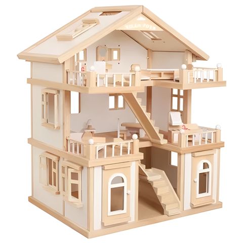 Oyuncaq Kukla Evi Mini Mebel Dəstli 2022001-kbq, bej, taxta — Bakı