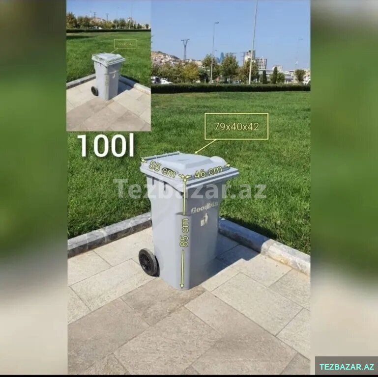 Zibilqabi Zibilvedresi Tullantiqablari goodbin tekerli pedal — Ev malları, Bakı (4)