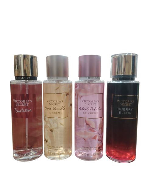 Bədən spreyləri dəsti (Temptation + Bare Vanilla La Creme + Velvet Petals La Creme + Cherry Elixir No.33) 4x250 ml — Bakı