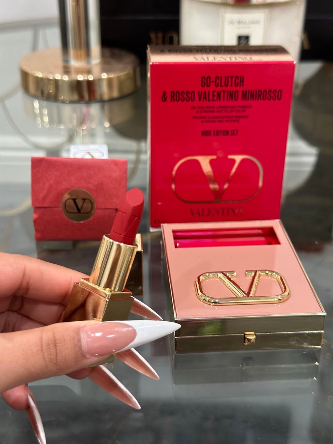 Üz üçün kosmetika dəsti Valentino Go Clutch Minirosso (xaylayter + fırça + dodaq boyası) — Mallar, Bakı (3)