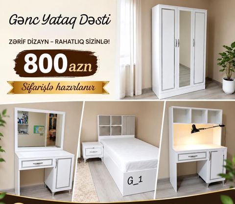 Gənc Yataq Dəsti – zərif dizayn və rahatlıq Komplekt tərkibi: - 3 — Mehdiabad