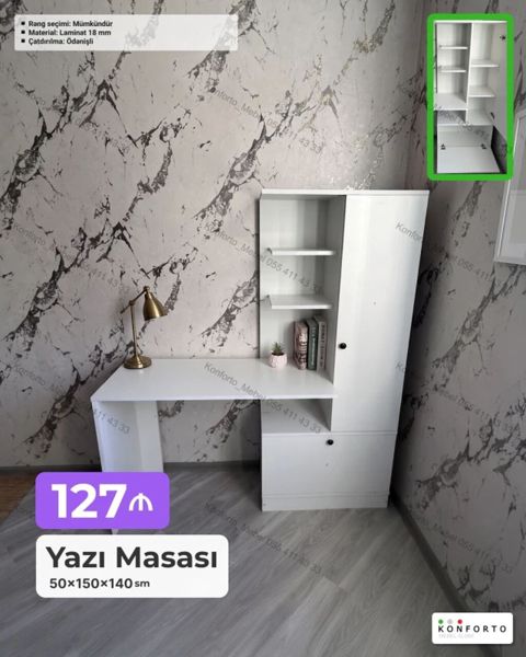 Künc masa, Stulsuz, Polkalı, Siyirməsiz, Sadə laminat — Bakı
