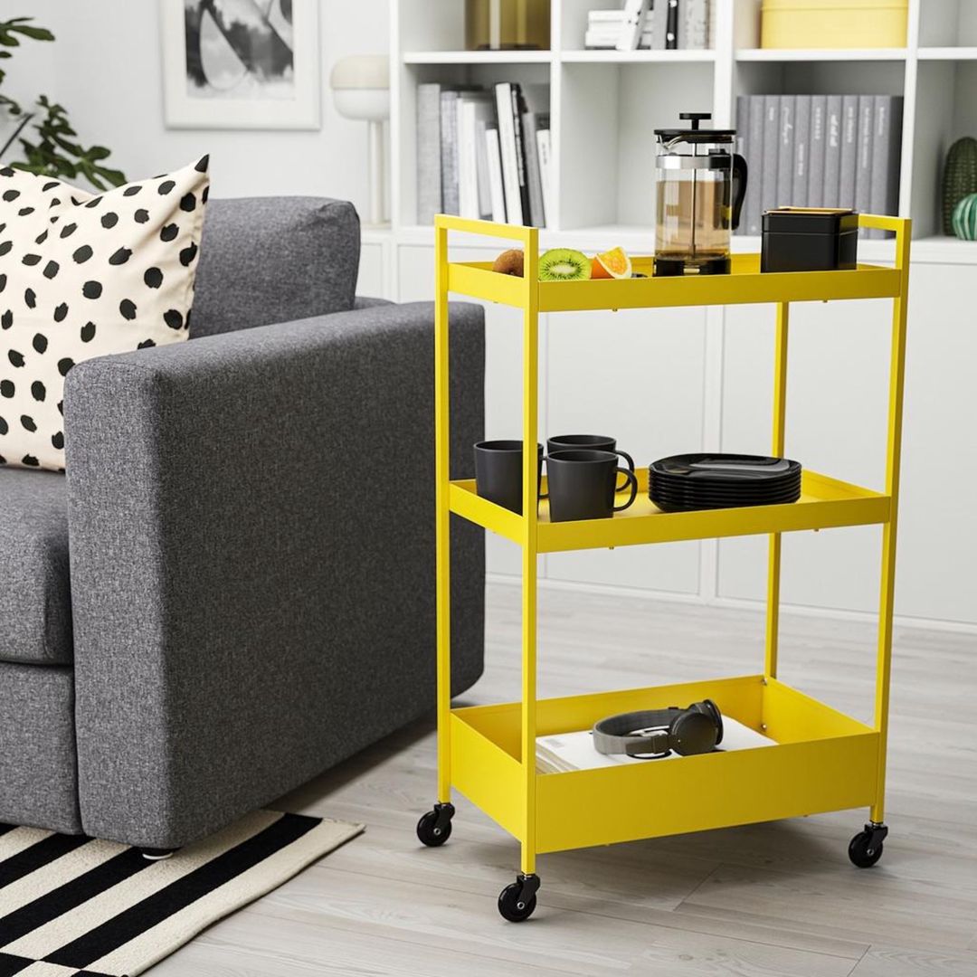 Təkərli rəf IKEA Nıssafors, polad, sarı, 30x50.5x83 sm — Mallar, Bakı (3)