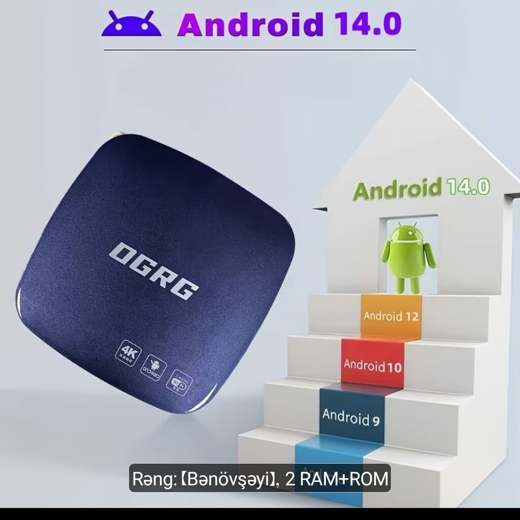 Ogrg Android TV Box – Android 14.0 - Ən son Android 14.0 sistemi — TV qabları və media pleyer, Digah