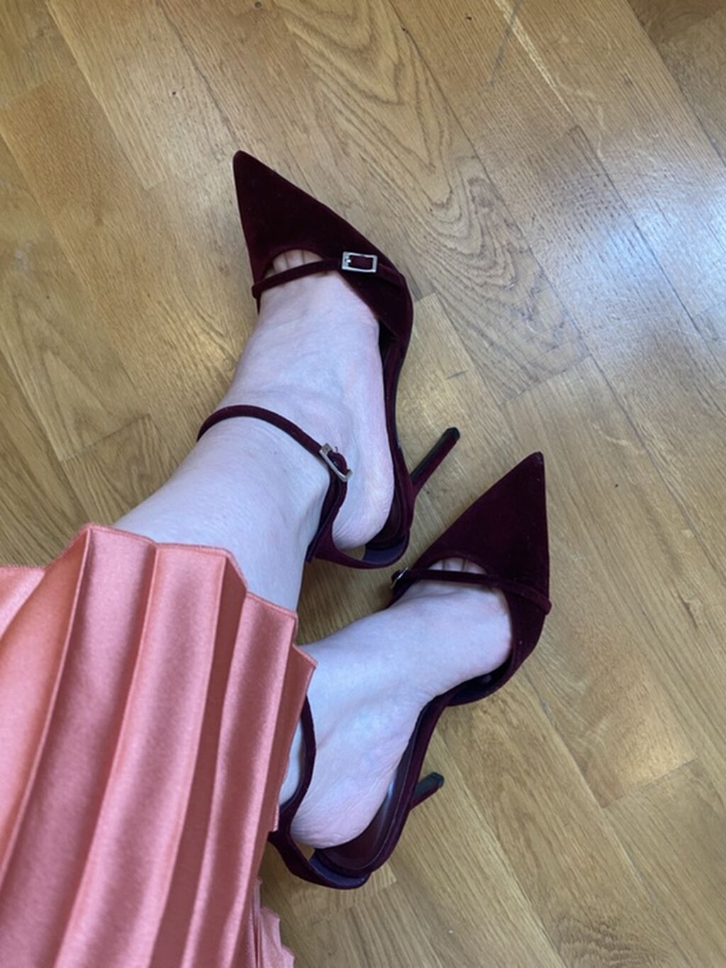 Zara Bordo rəngli yüksəkdaban qadın ayaqqabısı - Model: incə stiletto — Tufl, Bakı (2)