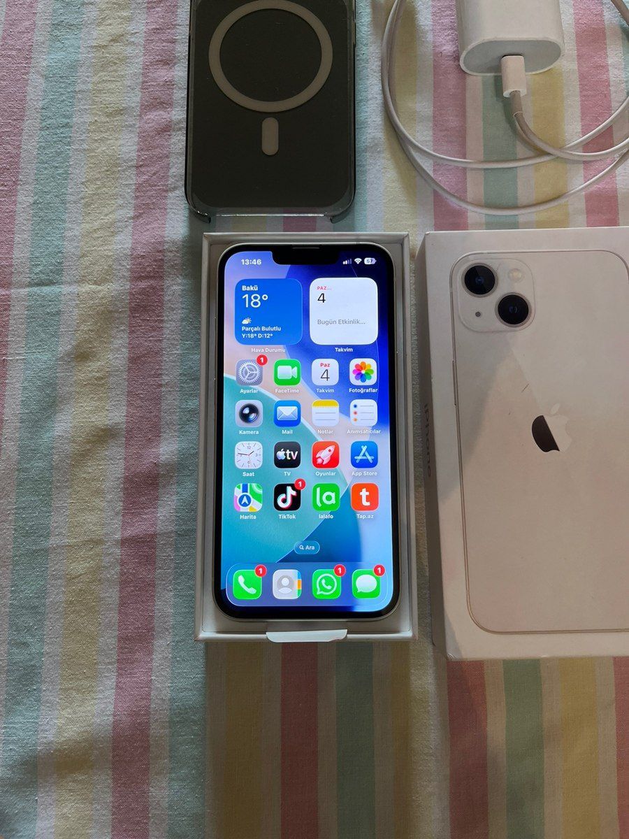 Apple iPhone 13 Starlight 128GB/4GB — Smartfonlar, Ağdam (7)