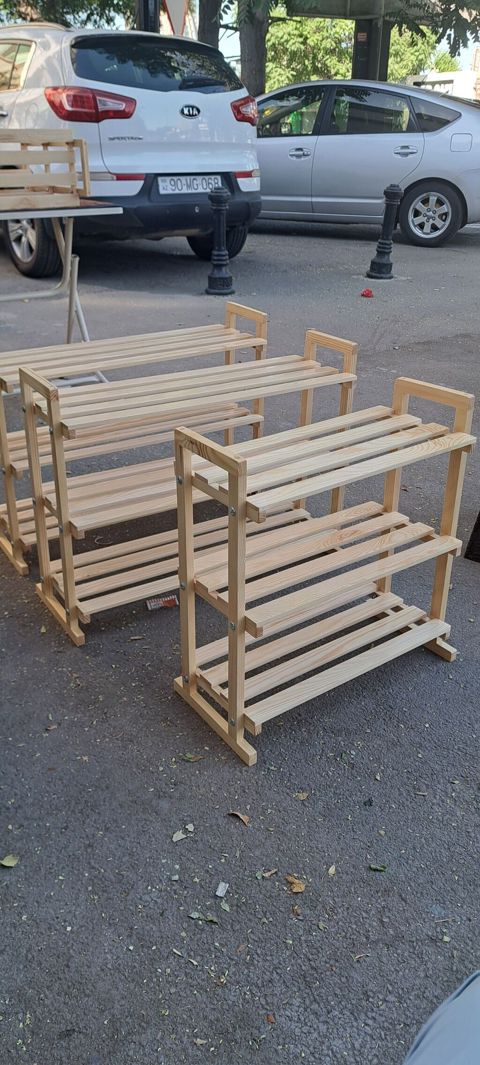 Taxta çoxmərtəbəli ayaqqabılıq/raf - Material: təbii ağac (şalban — Bakı