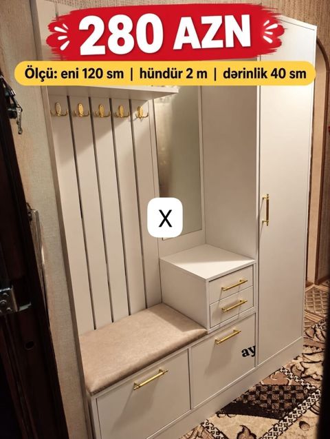 Dəhliz üçün çoxfunksiyalı giriş mebeli. Ölçüləri: - Eni: 120 sm — Bakı