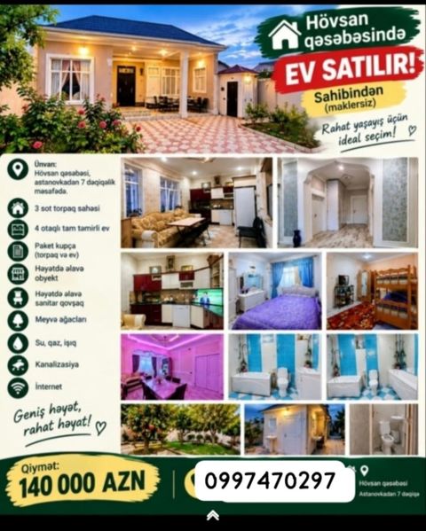 Hövsan qəsəbəsində satılır – geniş həyəti olan fərdi yaşayış evi — Bakı