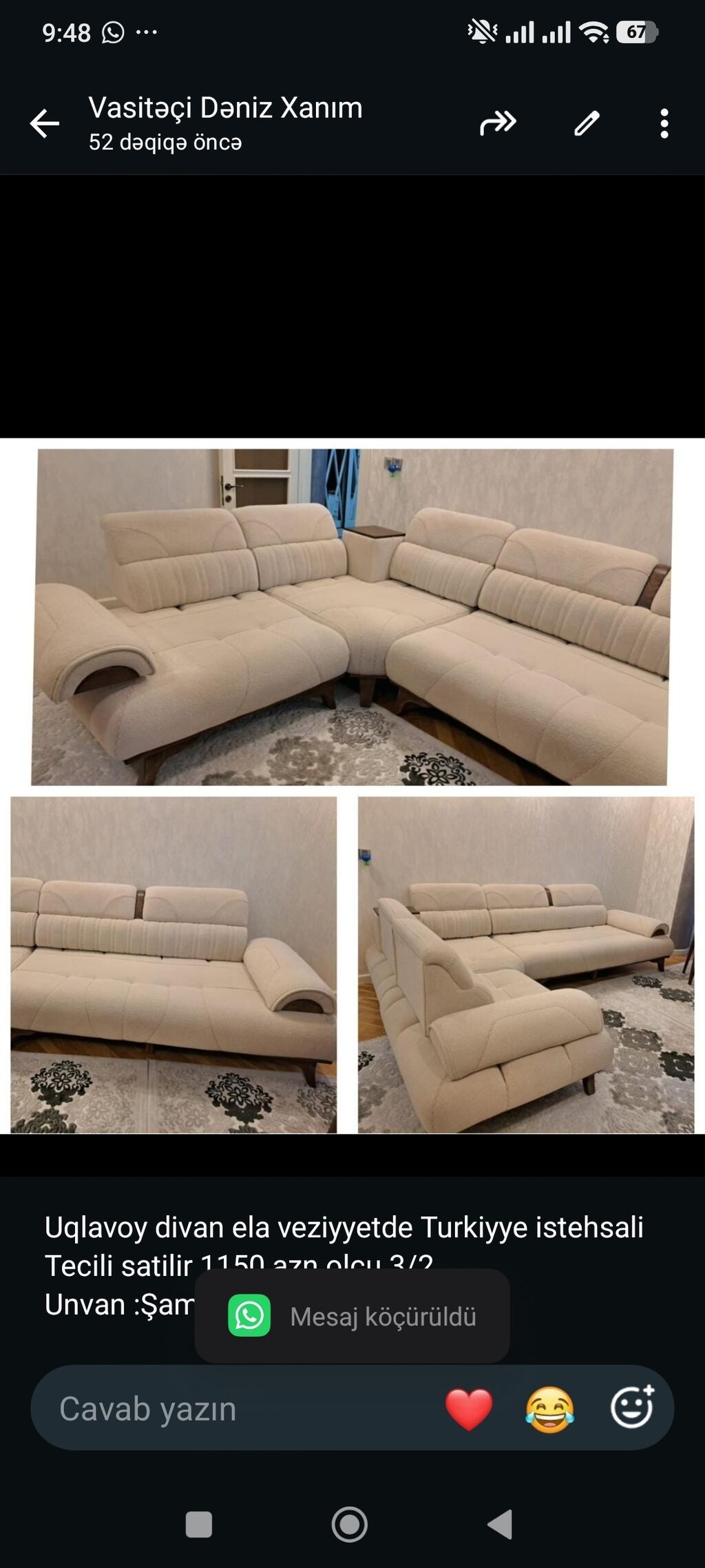 Uqlavoy divan ela veziyyetde Turkiyye istehsali satilir 1150 — Divanlər, Bakı