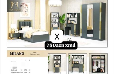 Milano gənc otağı mebel dəsti (antrasit-mat) Dəst tərkibi: - Çarpayı — Bakı