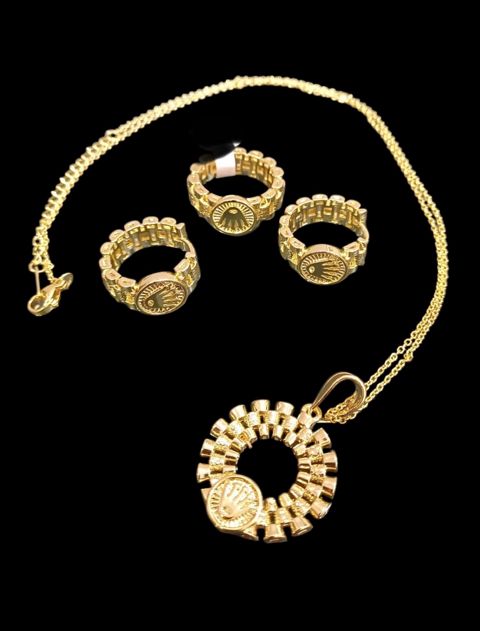 Bijuteriya dəsti boyunbağı, sırğa və üzük 7709 — Bakı