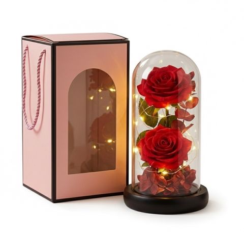 Suvenir Eternal Rose RS-233, şüşə, şəffaf/qırmızı — Bakı