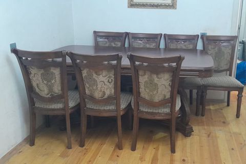 Qonaq otağı üçün, İşlənmiş, Açılmayan, Dördbucaq masa, 8 stul — Bakı