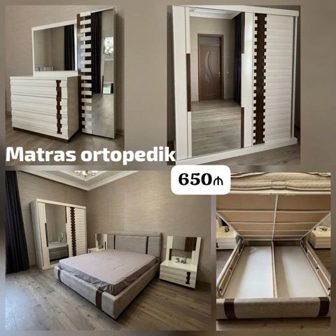 Turkiye istehsali masin boyali yataq desti bazali ortopedik matrasla — Bakı