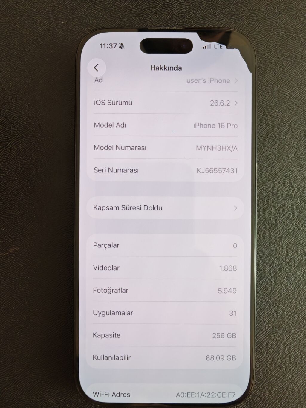 IPhone 16 Pro, 256 GB, Graphite, Face ID — Apple iPhone, Masazır (5)