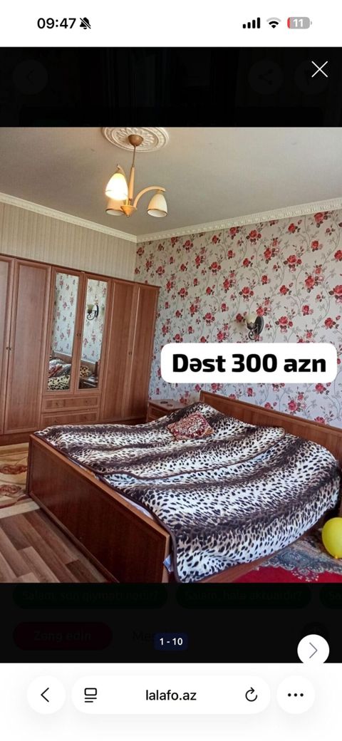 Yataq otağı mebel dəsti Tərkibi: - 2 nəfərlik taxta çarpayı — Bakı