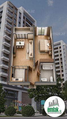 Satılır 2 otaqlı 53.4 m² yeni tikili Asan Xidmət-5 — Mənzil (3)