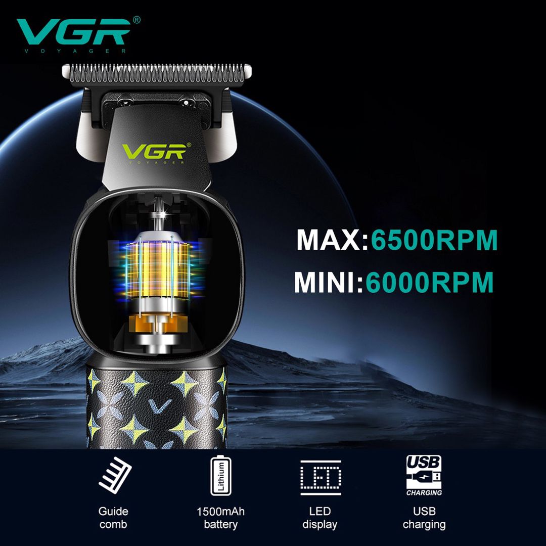 Trimmer VGR 185 1600MAH 6500RPM Keramik bıcaqlı Cord/Cordless LED Displey — Gözəllik və səhiyyə, Bakı (7)