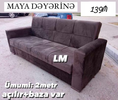 Açılan divan – 2 metr, baza ilə - Model: üç yerlik açılan divan — Bakı