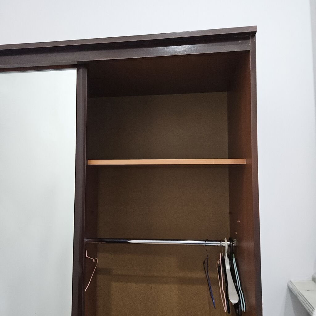 İşlənmiş, 2 qapılı, Güzgülü, Qəhvəyi, Taxta, Kupe, Düz dolab — Şkaflar, Bakı (2)