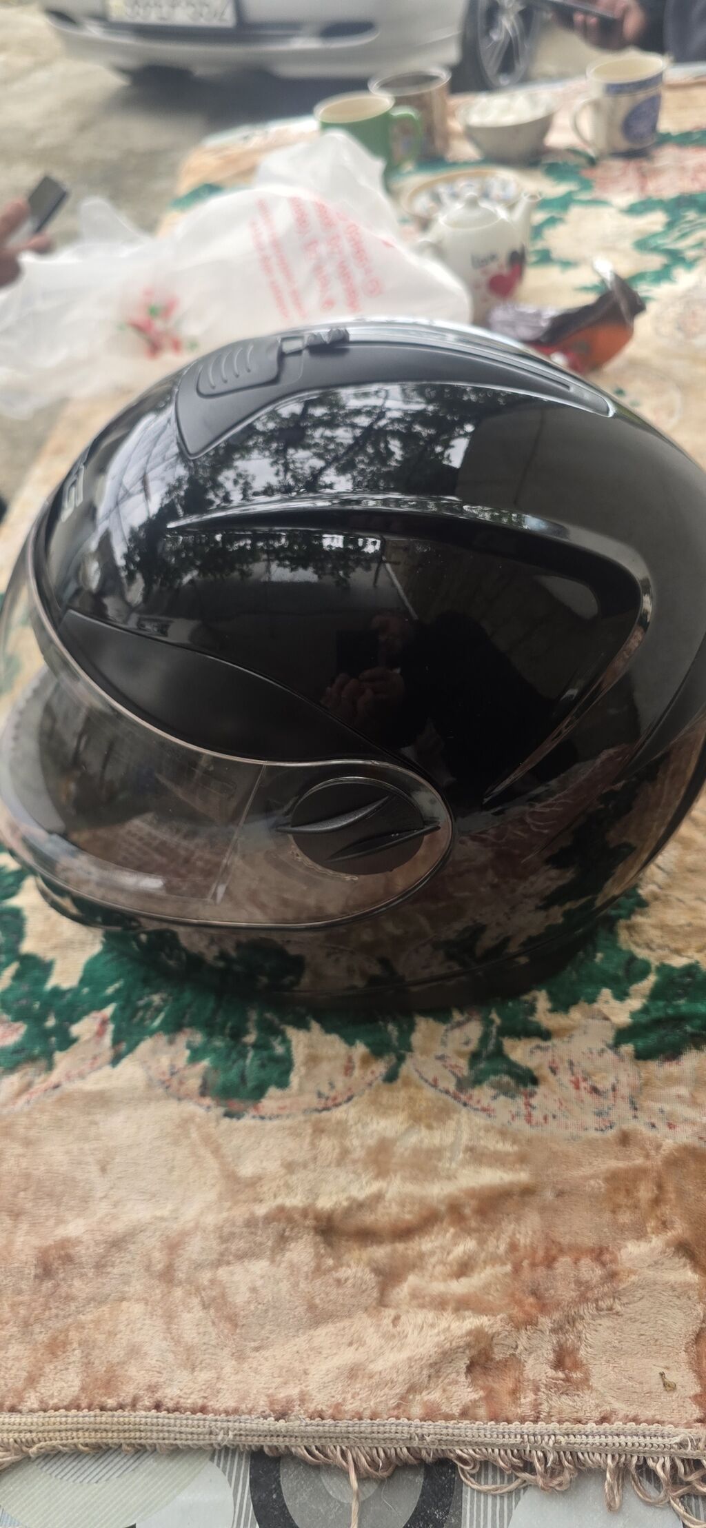 DFG motosiklet dəbilqəsi – tam üz vizorlu, parlaq qara rəng — Motosiklet geyimi, Bakı (5)