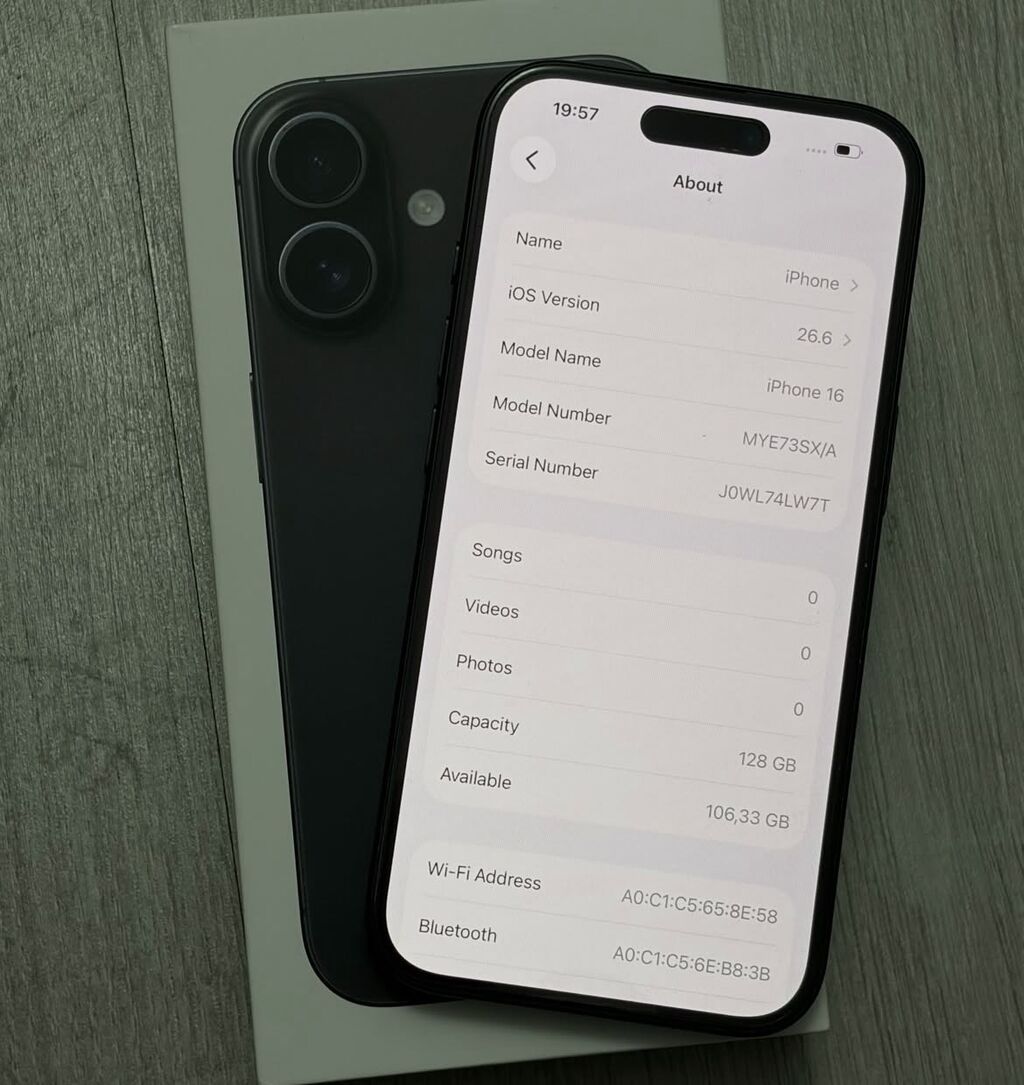 IPhone 16, 128 GB, Qara, Zəmanət, Simsiz şarj, Face ID — Apple iPhone, Bakı (6)
