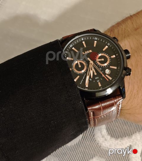 Lıge Chronograph Saat — Dəri Kəmər — Bakı