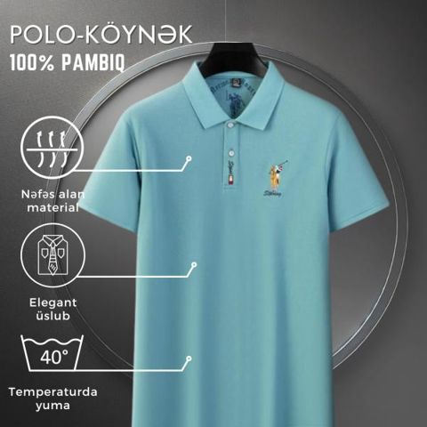 Kişilər üçün polo EB_788, mavi, pambıq, ölçü XXL — Bakı