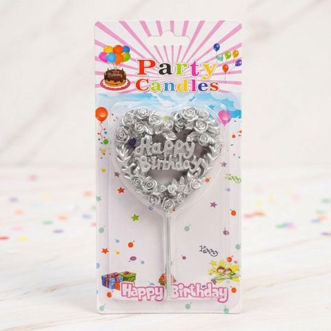 Tort üçün şam Happy Birthday, gümüşü — Bakı