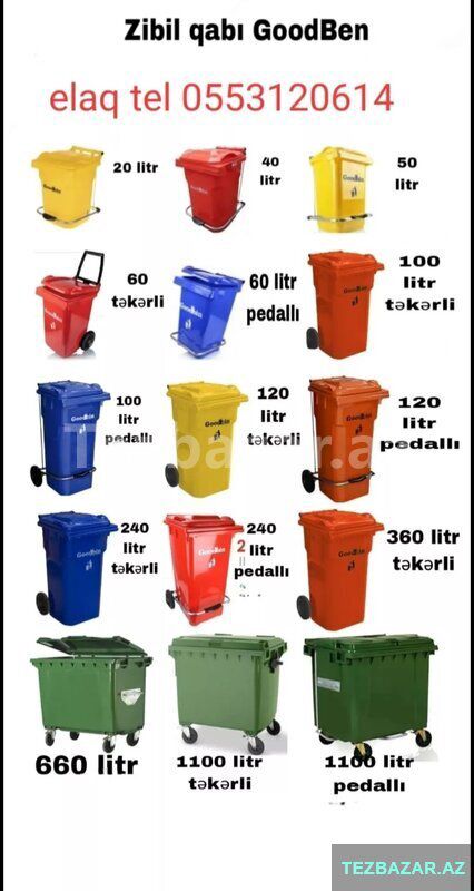 Zibilqabi Zibilvedresi Tullantiqablari goodbin tekerli pedal — Bakı