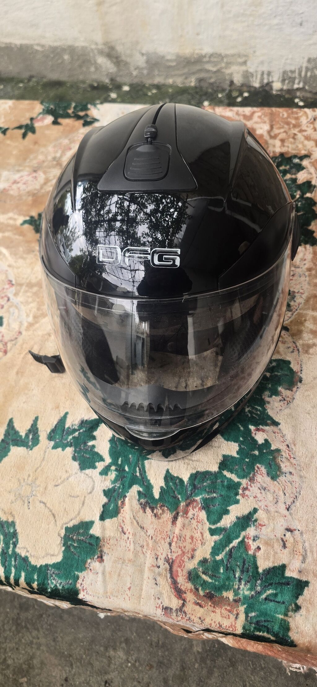 DFG motosiklet dəbilqəsi – tam üz vizorlu, parlaq qara rəng — Motosiklet geyimi, Bakı (3)