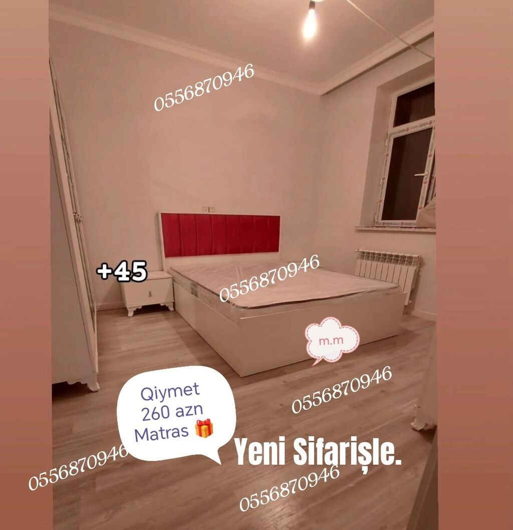 Yeni, İkinəfərlik çarpayı, Bazasız, Matras ilə, Siyirməsiz, Rusiya — Yataqlar, Bakı (4)