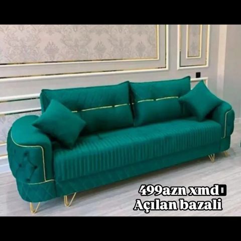 Zümrüd-yaşıl rəngdə, qızılı detallarla işlənmiş, müasir dizaynlı — Bakı